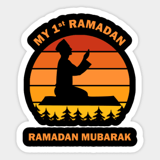 My First Ramadan 1st Ramadan Mubarak Ramadan Kareem Man Prays Dawn Dusk Gift Sticker